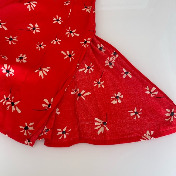 Anthropologie Faithfull the Brand Red Floral Midi Dress  wrap size xs - Picture 13 of 16